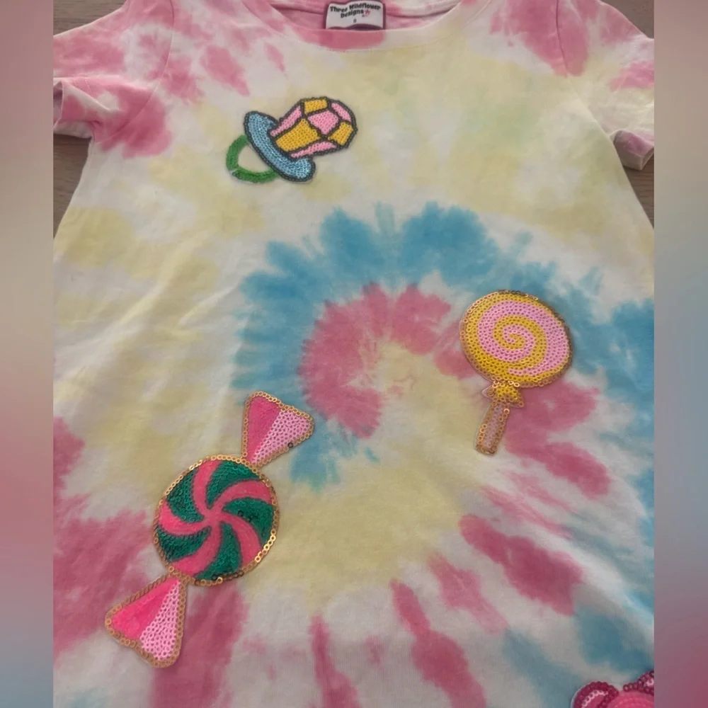 Three Wildflowers Candyland Sequin Patch Tie-Dye Dress size 6